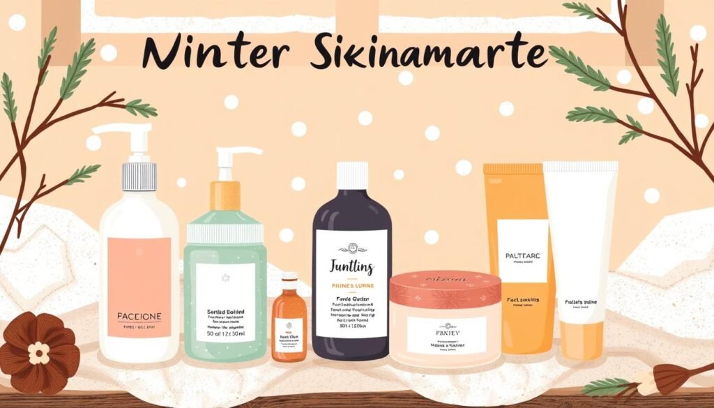 Image Of A Skincare Routine With Products Suitable For Winter.