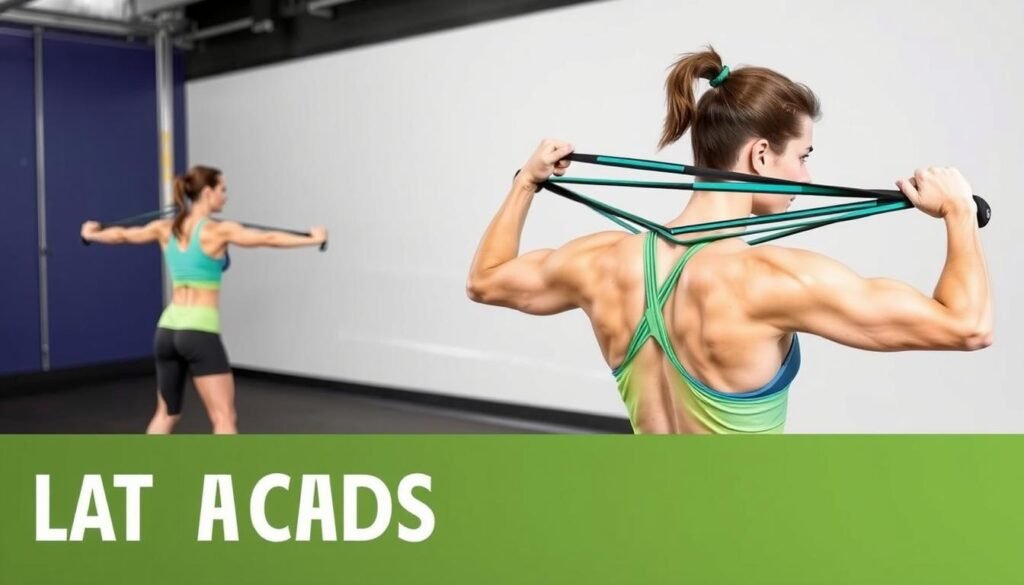 Image Of Resistance Bands Being Used For Lat Exercises