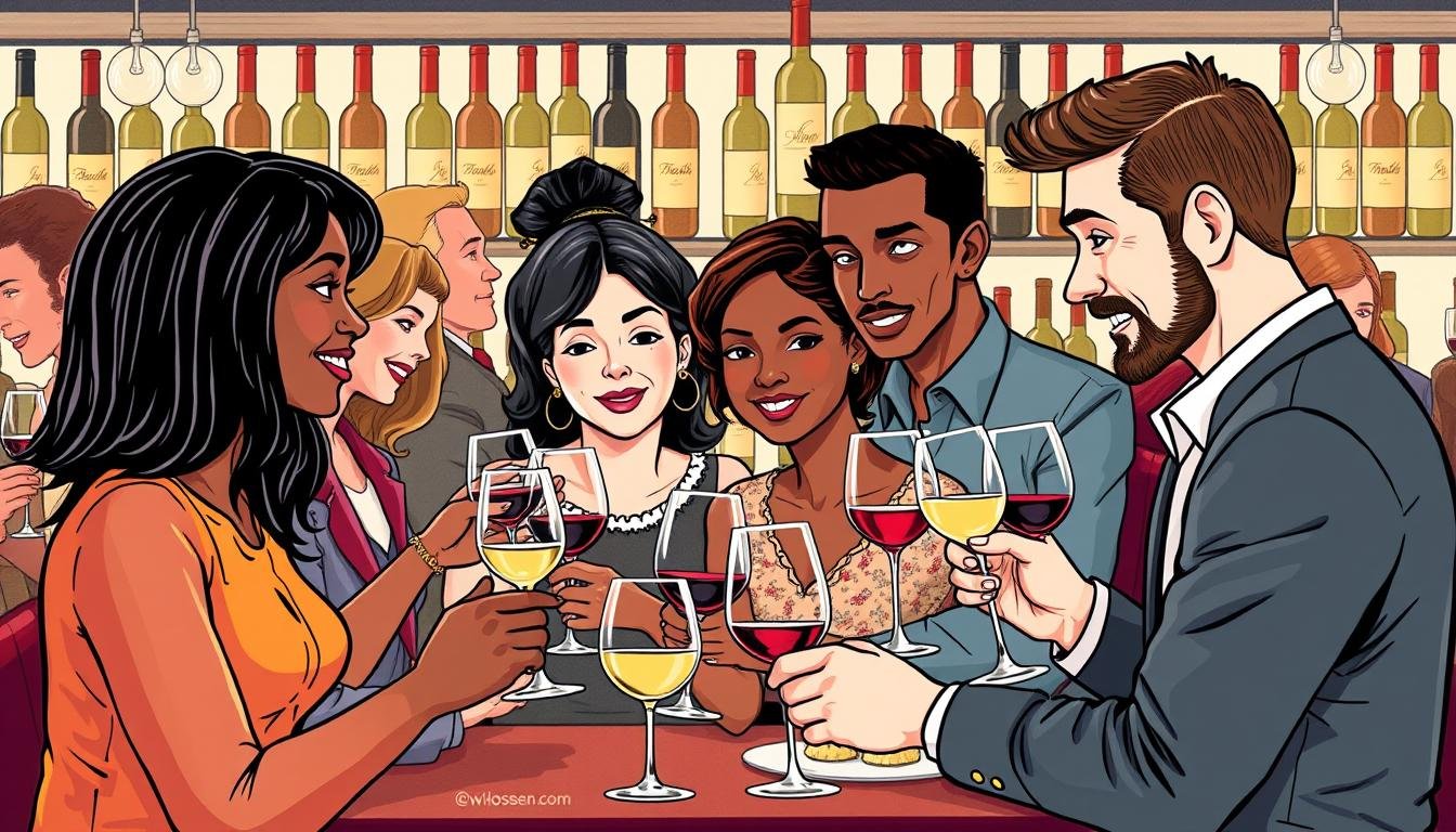 Image Generation Prompt: A Wine Tasting Event With People Sampling Different Wines And Discussing Their Notes