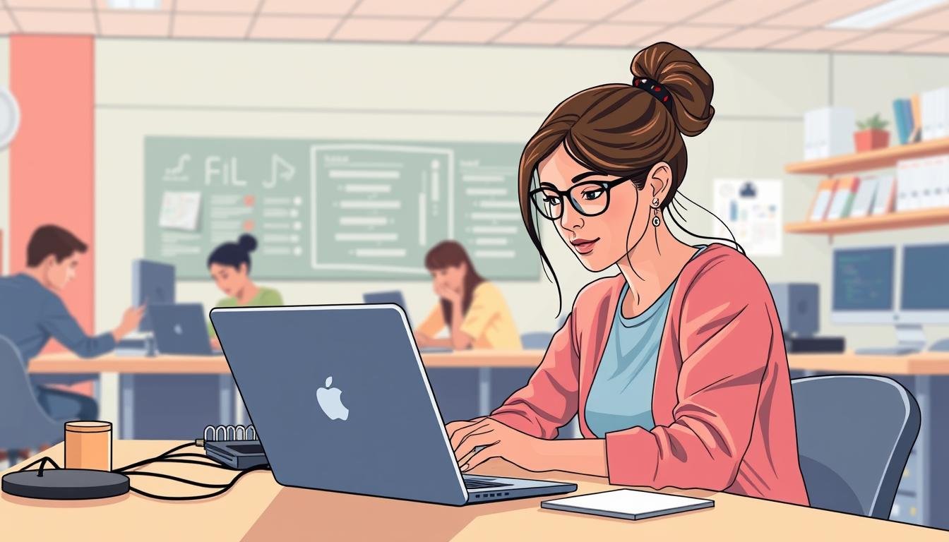 Image Of A Woman Attending A Coding Class Or Working On A Coding Project On Her Laptop.