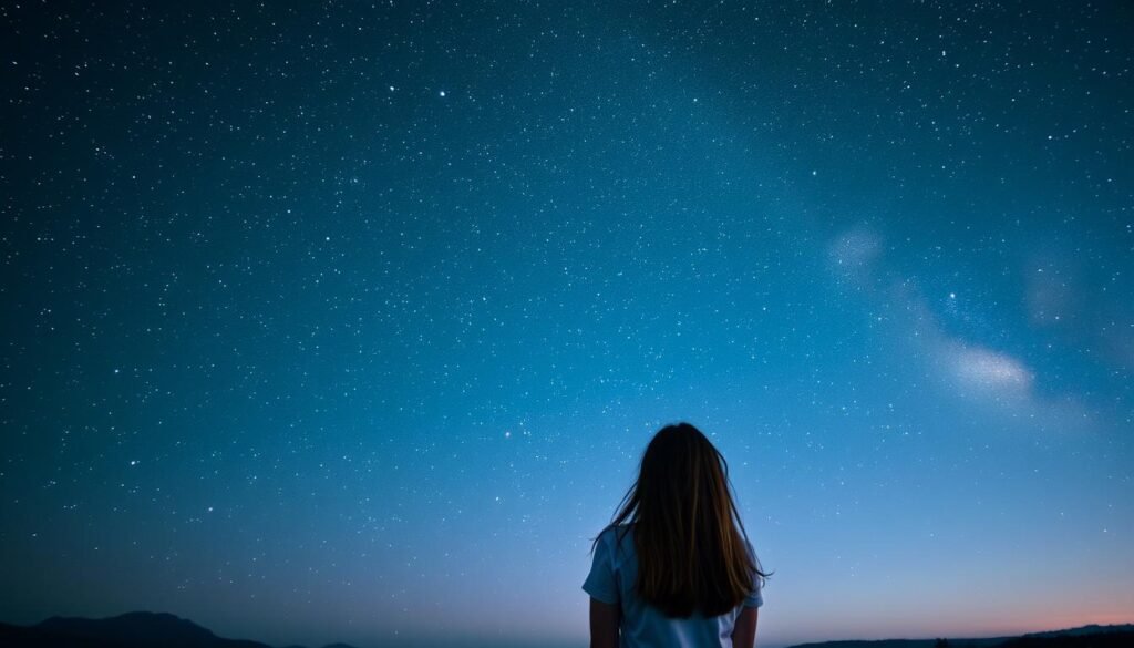 Image Of A Woman Stargazing