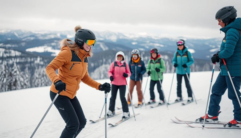 Image Of A Woman Taking A Women's Ski Lesson Image Of A Woman Taking A Women's Ski Lesson
