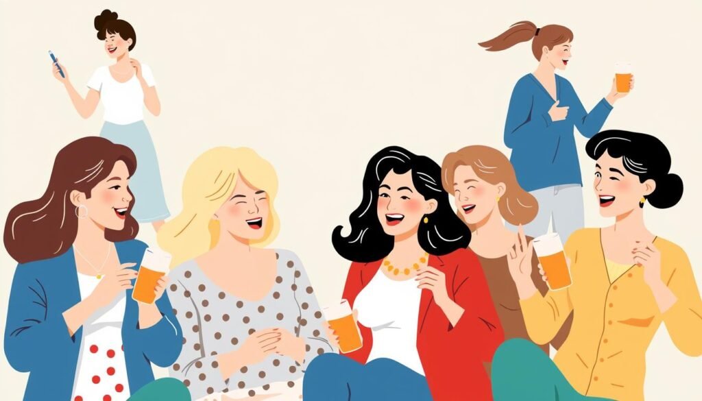 Image Of Women Engaging In Various Social Hobbies