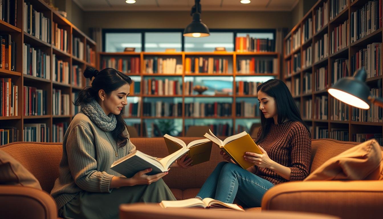 Image Of Women Reading Together In A Cozy Library