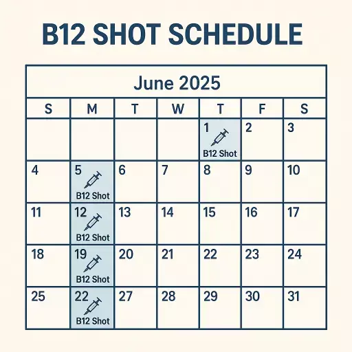 Calendar Showing B12 Shot For Weight Loss Injection Schedule