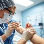 Person receiving a B12 shot for weight loss in a medical setting