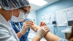 Person receiving a B12 shot for weight loss in a medical setting